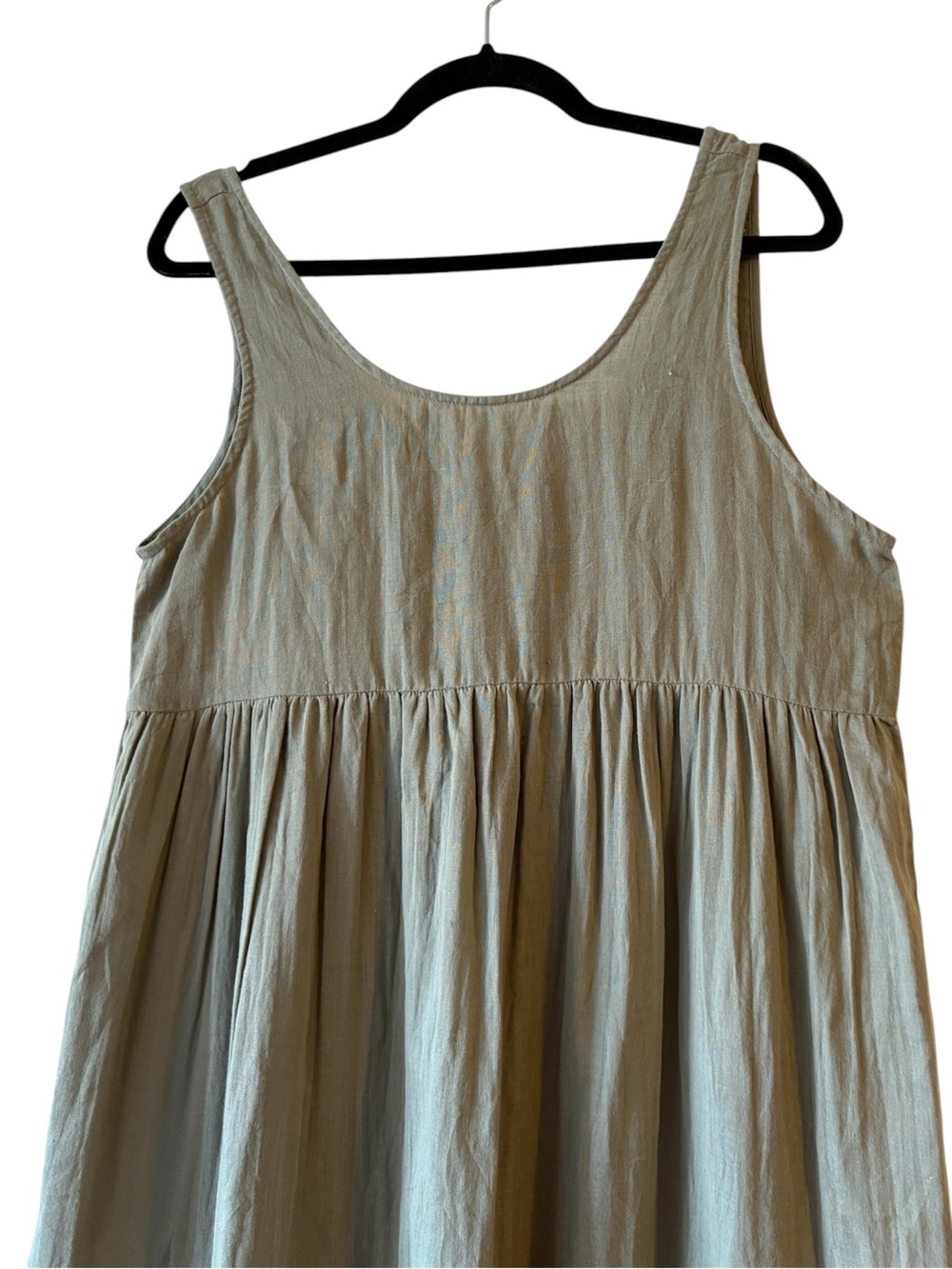 ICHI 100% Gauze Cotton MAXI DRESS Size Medium Sage Green Sleeveless Flowy Casual - Picture 6 of 10